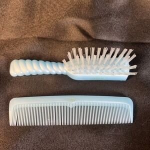 NEW Vintage Stanley #161 Baby Hairbrush‎ and Comb BABY BLUE Nylon Bristle NOS